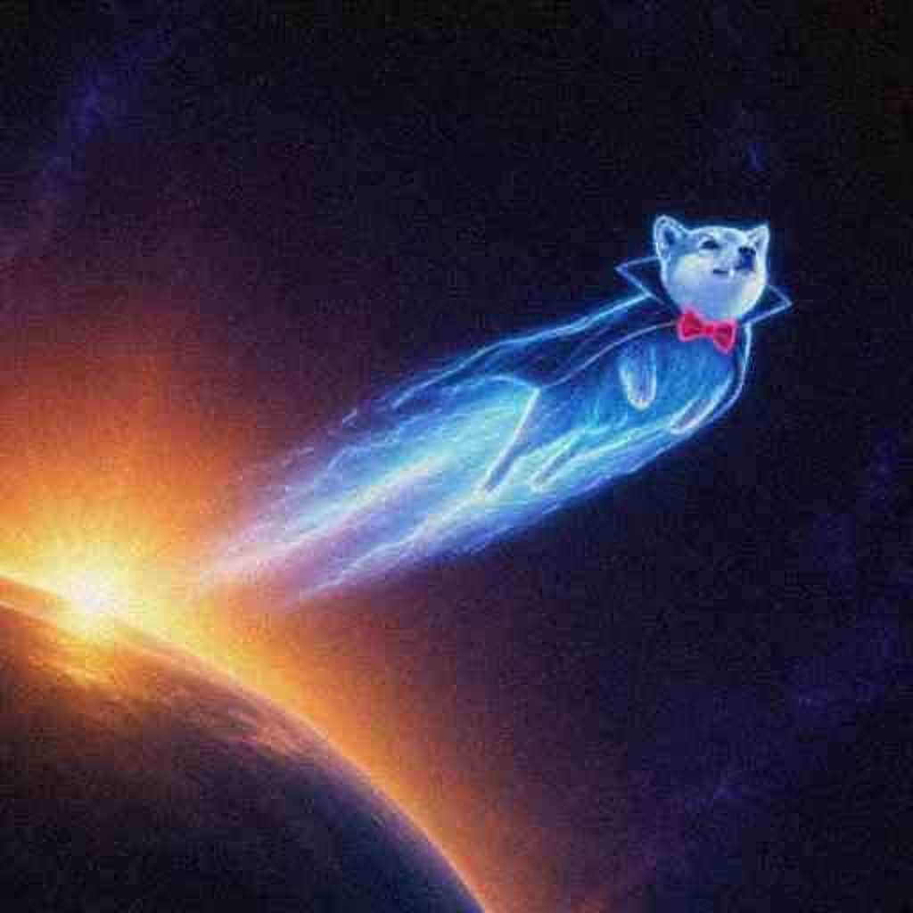 Vamp flying away from a sunrise over a planet